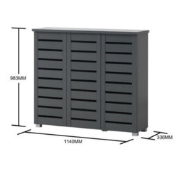 Timber Art Design 4Tier Shoe Storage Cabinet 3 Door Cupboard Stand Rack Unit Dark Grey - thumbnail 4