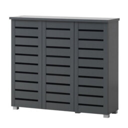 Timber Art Design 4Tier Shoe Storage Cabinet 3 Door Cupboard Stand Rack Unit Dark Grey - thumbnail 2