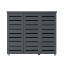 Timber Art Design 4Tier Shoe Storage Cabinet 3 Door Cupboard Stand Rack Unit Dark Grey - thumbnail 3