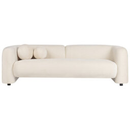 Wyld And Coco Velvetaura 5-Seater Off-White Velvet Sofa Set With Armchair Cushions, Removable Zippered Covers - thumbnail 1