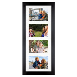 AK Frames 50X20Cm Matte Black Modern Multi Photo Frame With White Mount - Holds 4 Apertures (4X) 6X4 Photos - thumbnail 1