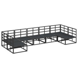 Berkfield Garden Sofa Set With Cushion 7 Pcs Black Aluminium - thumbnail 7