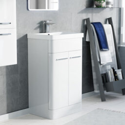 Nes Home 500mm Freestanding White Basin Vanity & 350mm Wall Hung Tall Cabinet - thumbnail 3