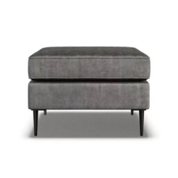 Aspen Grey Velvet Footstool, Foam & Dacron Fibre Cushion, Black Metal Legs, Seasoned Hardwood Frame, Uk Made - thumbnail 3