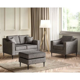 Aspen Grey Velvet Footstool, Foam & Dacron Fibre Cushion, Black Metal Legs, Seasoned Hardwood Frame, Uk Made - thumbnail 5