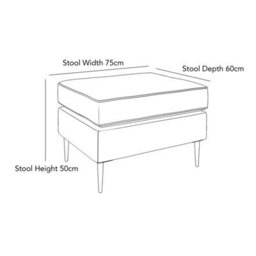 Aspen Grey Velvet Footstool, Foam & Dacron Fibre Cushion, Black Metal Legs, Seasoned Hardwood Frame, Uk Made - thumbnail 2