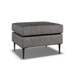 Aspen Grey Velvet Footstool, Foam & Dacron Fibre Cushion, Black Metal Legs, Seasoned Hardwood Frame, Uk Made - thumbnail 1
