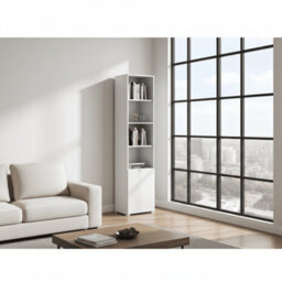 Amos Mann Furniture Cellini Tall Bookcase Bookshelf With White Gloss Door Storage Shelves S12 - thumbnail 3