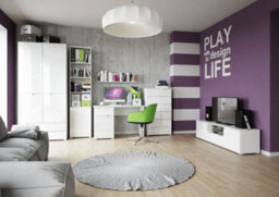 Amos Mann Furniture Cellini Tall Bookcase Bookshelf With White Gloss Door Storage Shelves S12 - thumbnail 5