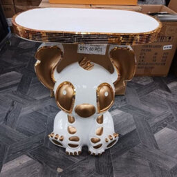 Biznest X Large End Table Crushed Diamond Bling Ceramic Stitch Side Table Crystal Home Décor 60X50Cm (White Gold), Biz11022
