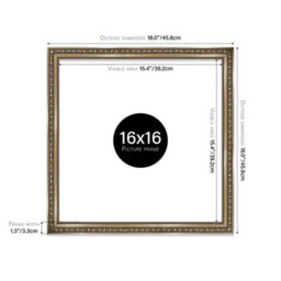 16X16 Gunmetal  Ornate Picture Frame (40.6 X 40.6Cm) Poster, Photo, Artwork, Gallery Wall Or Print - thumbnail 2