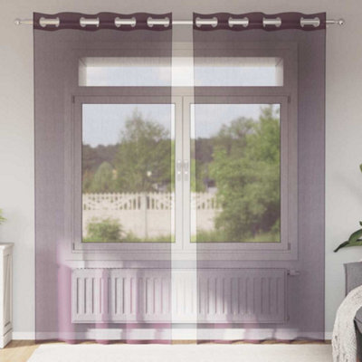Berkfield Voile Curtains With Grommets 2 Pcs Purple 140X245 Cm - image 1