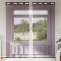 Berkfield Voile Curtains With Grommets 2 Pcs Purple 140X245 Cm - thumbnail 1