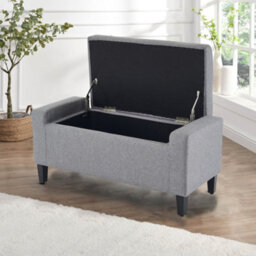 Home Republic Linen Storage Bench - Two Seater Grey - thumbnail 2