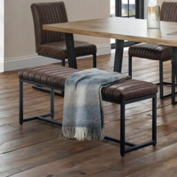 Oakham Premium Kingsley Upholstered Bench In Brown With Gunmetal Frame - thumbnail 2