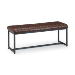 Oakham Premium Kingsley Upholstered Bench In Brown With Gunmetal Frame - thumbnail 1