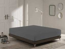 Homes & Linen Super Soft Brushed Microfiber Embossed Stripe Extra Deep Grey Fitted Sheet 40Cm Mattress Cover - thumbnail 1