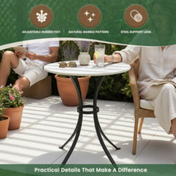 Garden Market Place The Garden Marketplace Marble Top Bistro Table, 60Cm Round Top With 20mm Marble, Steel Legs With Adjustable Rubber Feet - thumbnail 6
