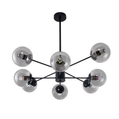 Living And Home 8-Head Modern Sputnik Chandelier Pendant Light, Smoky Gray Glass Shade - image 1
