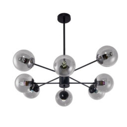 Living And Home 8-Head Modern Sputnik Chandelier Pendant Light, Smoky Gray Glass Shade - thumbnail 1