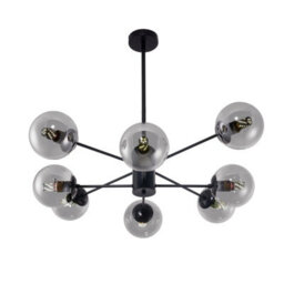 Living And Home 8-Head Modern Sputnik Chandelier Pendant Light, Smoky Gray Glass Shade - thumbnail 2