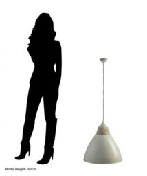 Orsina Extra Large White Pendant Light, Contemporary Bell-Shaped Ceiling Light, Style Iron Shade With Wood Accent - thumbnail 2