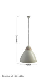 Orsina Extra Large White Pendant Light, Contemporary Bell-Shaped Ceiling Light, Style Iron Shade With Wood Accent - thumbnail 3