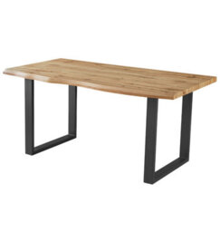 Hallowood Furniture Cullompton Large Dining Table (160Cm) With Live Edge Effect And Black U Shaped Legs - thumbnail 8