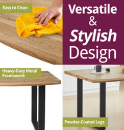 Hallowood Furniture Cullompton Large Dining Table (160Cm) With Live Edge Effect And Black U Shaped Legs - thumbnail 5