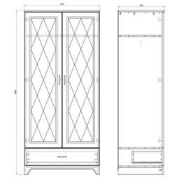 Heze Furniture Provenza 2 Door Premium Wardrobe Rustic Style - Stone Oak / White Matt - thumbnail 4