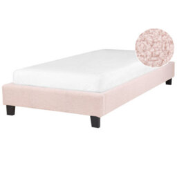 Beliani Bed Without Headboard Boucle Roanne 90 X 200 Cm (Eu Single) Pastel Pink - thumbnail 1