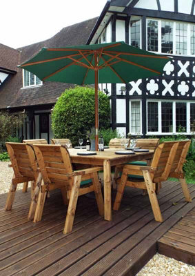 Charles Taylor Trading Eight Seater Square Table Set With Cushions - W250 X D250 X H98 - Fully Assemble - Green - image 1