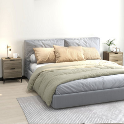 Homcom Bedside Tables Set Of 2 With 2 Drawers For Bedroom, Living Room, Grey - image 1
