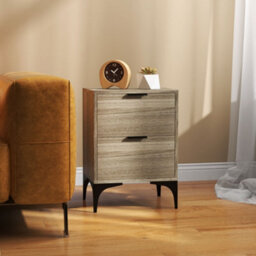 Homcom Bedside Tables Set Of 2 With 2 Drawers For Bedroom, Living Room, Grey - thumbnail 9