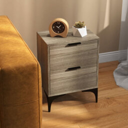 Homcom Bedside Tables Set Of 2 With 2 Drawers For Bedroom, Living Room, Grey - thumbnail 7