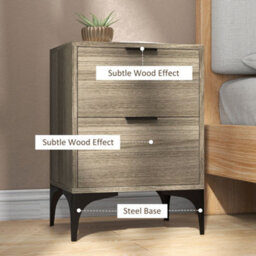 Homcom Bedside Tables Set Of 2 With 2 Drawers For Bedroom, Living Room, Grey - thumbnail 6