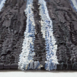 Homescapes Texas Leather & Denim Woven Striped Blue Rug, 160 X 230 Cm - thumbnail 4