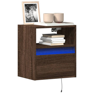 Berkfield Tv Wall Cabinet With Led Lights Brown Oak 41X31X45 Cm - image 1