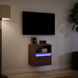 Berkfield Tv Wall Cabinet With Led Lights Brown Oak 41X31X45 Cm - thumbnail 5
