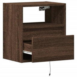 Berkfield Tv Wall Cabinet With Led Lights Brown Oak 41X31X45 Cm - thumbnail 9