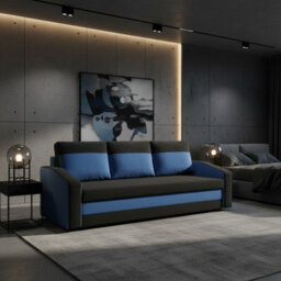 Orion A Compact Upholstered Sofa Bed With Storage Pull Out Guest Bed In Black And Blue