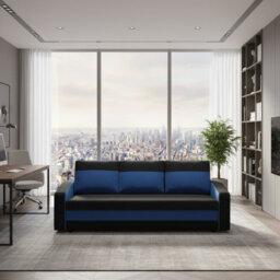 Orion A Compact Upholstered Sofa Bed With Storage Pull Out Guest Bed In Black And Blue - thumbnail 5