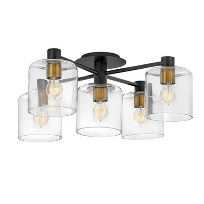 Hinkley Quintiesse 5 Light Axel Ceiling Light In Black And Heritage Brass Model  Qn-Axel5-Bk - image 1
