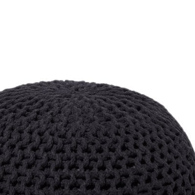 Beliani Black Knitted Cotton Pouf Ottoman 50Cm X 35Cm Round - Eps Bead Filled - image 1
