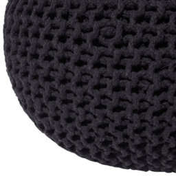 Beliani Black Knitted Cotton Pouf Ottoman 50Cm X 35Cm Round - Eps Bead Filled - thumbnail 5