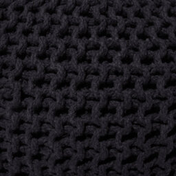 Beliani Black Knitted Cotton Pouf Ottoman 50Cm X 35Cm Round - Eps Bead Filled - thumbnail 6
