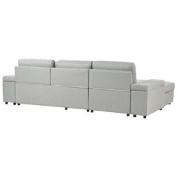 Beliani Corner Sofa Bed 3 Seater Hrisey Faux Linen Light Grey With Storage Right Hand - thumbnail 8