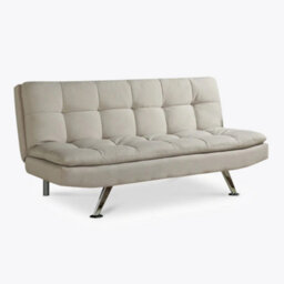 Home Detail Kingston Padded Sofa Bed Fabric 3 Seater Padded Sofabed Suite Chrome Legs Cube Design New, Cream - thumbnail 5