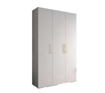 Arte Elegant White Inova 3 Hinged Door Wardrobe W1500mm H2370mm D470mm - Versatile Storage Solution With Gold Vertical Handles - image 1