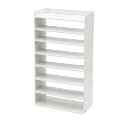 8 Tier Wooden Shoe Rack Footwear Storage Organizer Unit Stand Books Shelf White - image 1